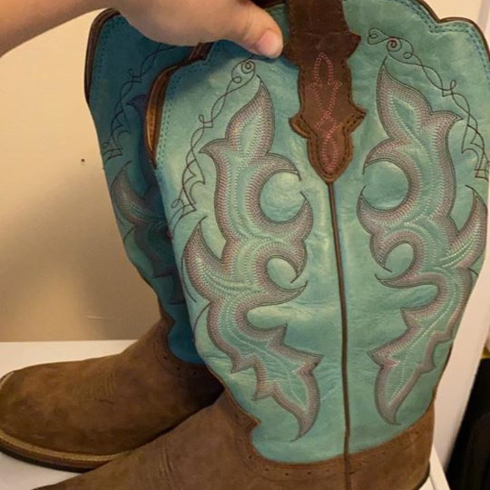 Justin Women's Boots Teal and Pink Size 8.5